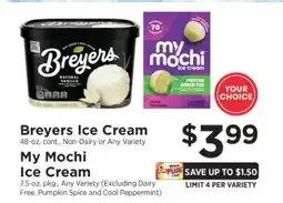 ShopRite Breyers Ice Cream or My Mochi Ice Cream offer