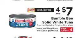 ShopRite Bumble Bee Solid White Tuna offer