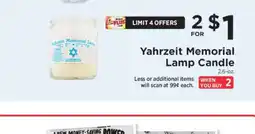 ShopRite Yahrzeit Memorial Lamp Candle offer