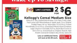 ShopRite Kellogg's Cereal Medium Size offer