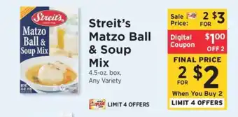 ShopRite Streit's Matzo Ball & Soup Mix offer