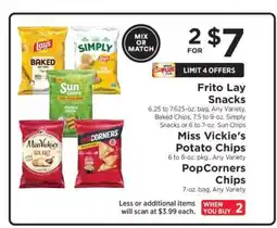 ShopRite Frito Lay Snacks, Miss Vickie's Potato Chips, PopCorners Chips offer