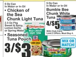 Food Universe • Chicken of the Sea Chunk Light Tuna • Seasoned Tuna Pouch offer