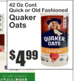 Food Universe 42 Oz Cont Quick or Old Fashioned Quaker Oats offer