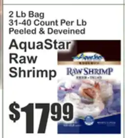 Food Universe 2 Lb Bag 31-40 Count Per Lb Peeled & Deveined AquaStar Raw Shrimp offer