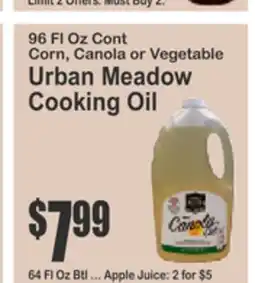 Food Universe 96 Fl Oz Cont Corn, Canola or Vegetable Urban Meadow Cooking Oil offer