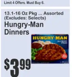 Food Universe 16 Oz Pkg Assorted Hungry-Man Selects Dinners offer