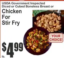 Food Universe USDA Government Inspected Diced or Cubed Boneless Broth Chicken For Stir Fry offer