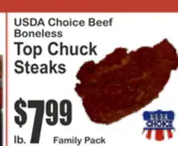 Food Universe USDA Choice Beef Boneless Top Chuck Steaks offer