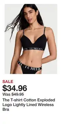 Victoria's Secret The T-shirt Cotton Exploded Logo Lightly Lined Wireless Bra offer