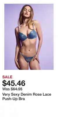 Victoria's Secret Very Sexy Denim Rose Lace Push-Up Bra offer