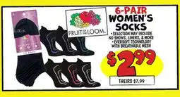 Ollie's 6-PAIR WOMEN'S SOCKS offer