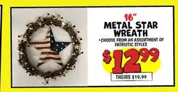 Ollie's 16 METAL STAR WREATH offer