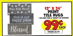 Ollie's 12 X 24 Wipe PRINT TILE RUGS offer