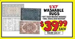 Ollie's 5' X7' WASHABLE RUGS offer