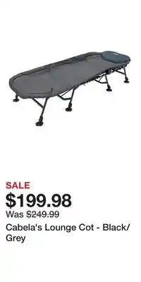 Cabela's Cabela's Lounge Cot - Black/Grey offer