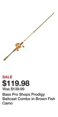 Cabela's Bass Pro Shops Prodigy Baitcast Combo in Brown Fish Camo offer