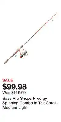 Cabela's Bass Pro Shops Prodigy Spinning Combo in Tek Coral - Medium Light offer
