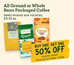 Sprouts Farmers Market All Ground or Whole Bean Packaged Coffee offer