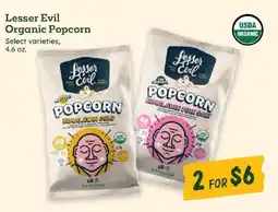 Sprouts Farmers Market Lesser Evil Organic Popcorn offer