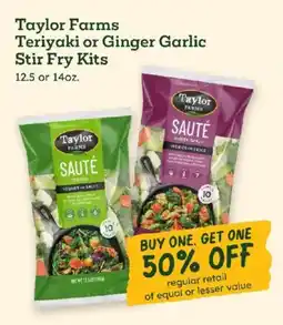 Sprouts Farmers Market Taylor Farms Teriyaki or Ginger Garlic Stir Fry Kits offer