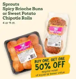 Sprouts Farmers Market Sprouts Spicy Brioche Buns or Sweet Potato Chipotle Rolls offer