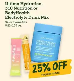 Sprouts Farmers Market Ultima Hydration, 310 Nutrition or BodyHealth Electrolyte Drink Mix offer