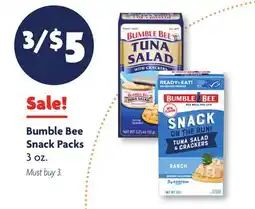 Family Dollar Bumble Bee Snack Packs offer