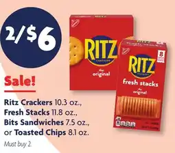 Family Dollar Ritz Crackers 10.3 oz., Fresh Stacks 11.8 oz., Bits Sandwiches 7.5 oz., or Toasted Chips 8.1 oz offer