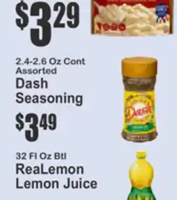 Key Food ReaLemon Lemon Juice, Crystal Light powdered drink mix, Dash Seasoning offer