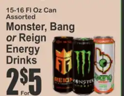 Key Food Monster, Bang or Reign Energy Drinks offer