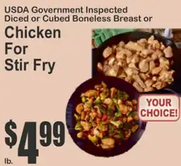Key Food USDA Government Inspected Diced or Cubed Boneless Broiler Chicken For Stir Fry offer