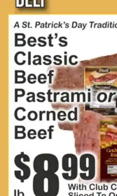 Key Food Best's Classic Beef Pastrami or Corned Beef offer