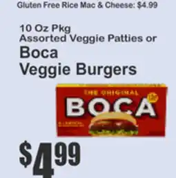 Key Food 10 Oz Pkg Assorted Veggie Patties or Boca Veggie Burgers offer