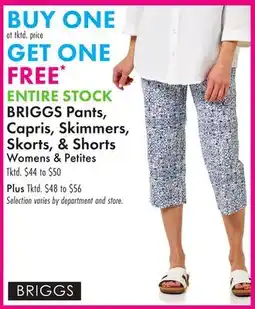 Boscov's ENTIRE STOCK BRIGGS Pants, Capris, Skimmers, Skorts, & Shorts offer
