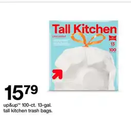 Target up & up 100-ct. 13-gal. tall kitchen trash bags offer