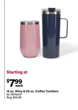 Michaels 16 oz. Wine & 20 oz. Coffee Tumblers by Ashland offer