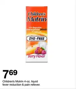 Target Children's Motrin 4-oz. liquid fever reduction & pain reliever offer