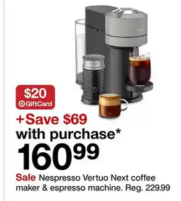 Target Nespresso Vertuo Next coffee maker & espresso machine offer