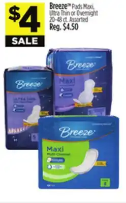 Dollar General Breeze Pads Maxi, Ultra Thin or Overnight offer