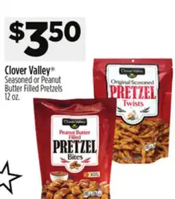 Dollar General Clover Valley Seasoned or Peanut Butter Filled Pretzels offer