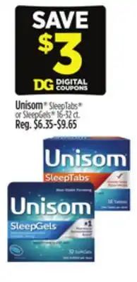 Dollar General Unisom SleepTabs or SleepGels offer