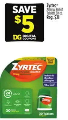 Dollar General Zyrtec Allergy Relief Tablets offer