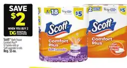 Dollar General Scott Bath Tissue Comfort Plus TM 12 Family rolls or Soft Lavender 6 rolls offer