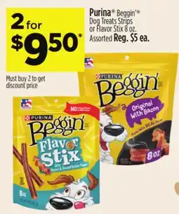 Dollar General Purina Beggin' Dog Treats Strips or Flavor Stix offer
