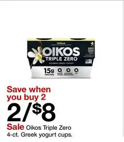 Target Oikos Triple Zero 4 - ct. Greek yogurt cups offer