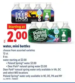 Lidl water, mini bottles offer