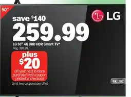 Meijer LG 50 4K UHD HDR Smart TV offer