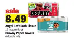 Meijer Angel Soft Bath Tissue 12 mega rolls or Brawny Paper Towels 4 double rolls offer