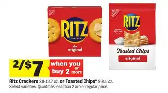 Meijer Ritz Crackers 8.8-13.7 oz. or Toasted Chips* 8-8.1 oz offer